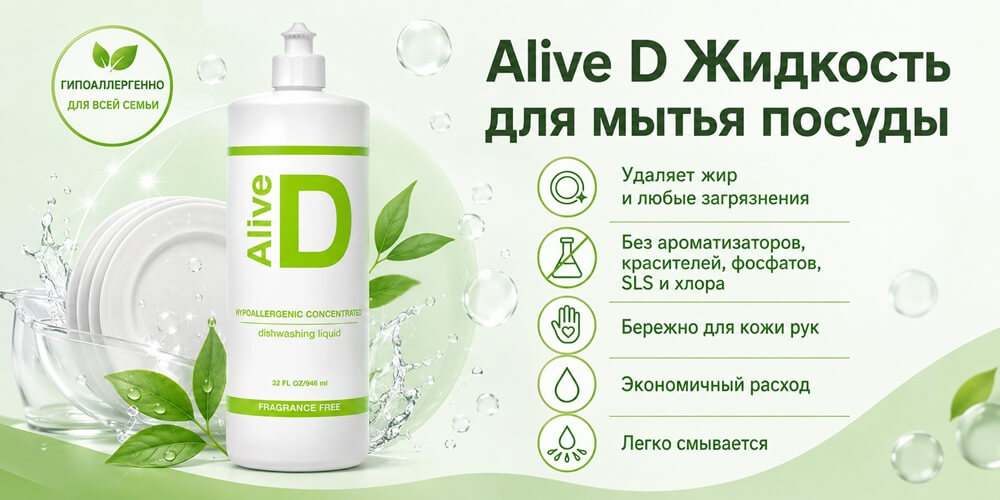 Alive D Жидкость для мытья посуды Корал Клаб Alive D Жидкость для мытья посуды Корал Клаб